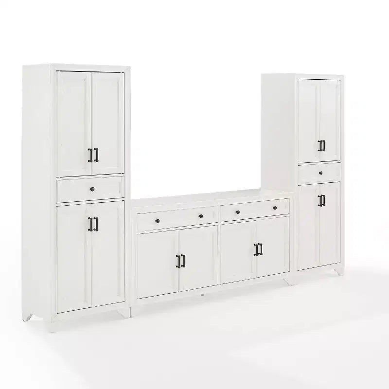 3-teiliges Tara Sideboard- und Vorratsschrank-Set im Used-Look - Crosley