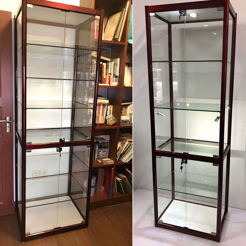 Zeitgenössische rechteckige Vitrine aus schwarzem Glas