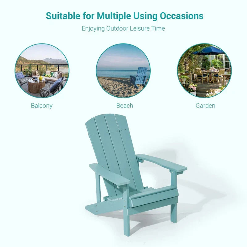Bonosuki Wetterfeste Outdoor-Adirondack-Stühle aus Holz – 4er-Set