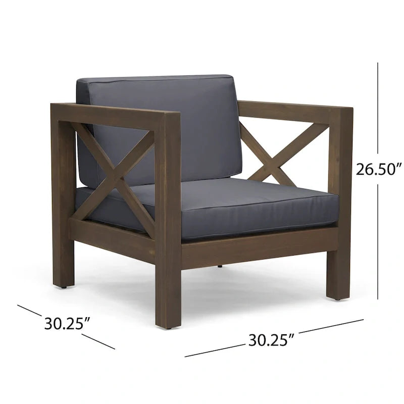 Brava 6-teiliges Loungeset aus Akazienholz von Christopher Knight Home für den Außenbereich