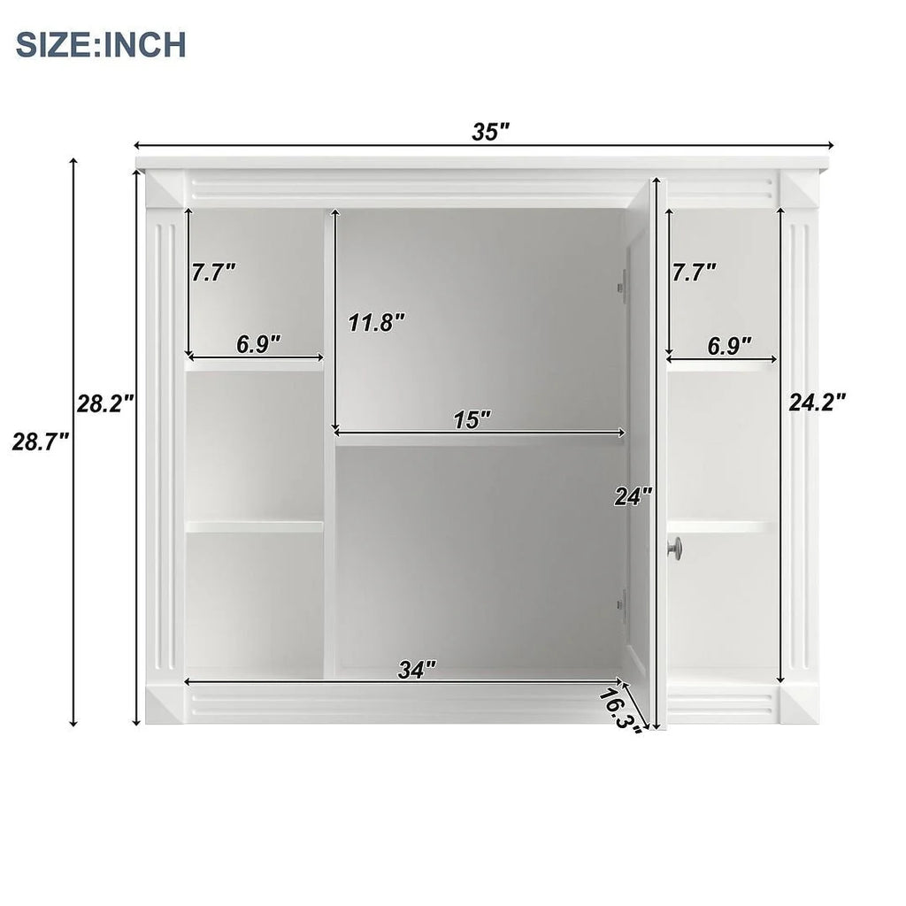 Moderner 36'' Badschrank mit Aufsatzwaschbecken und Spiegelschrank, 2 Türen und 2 Schubladen