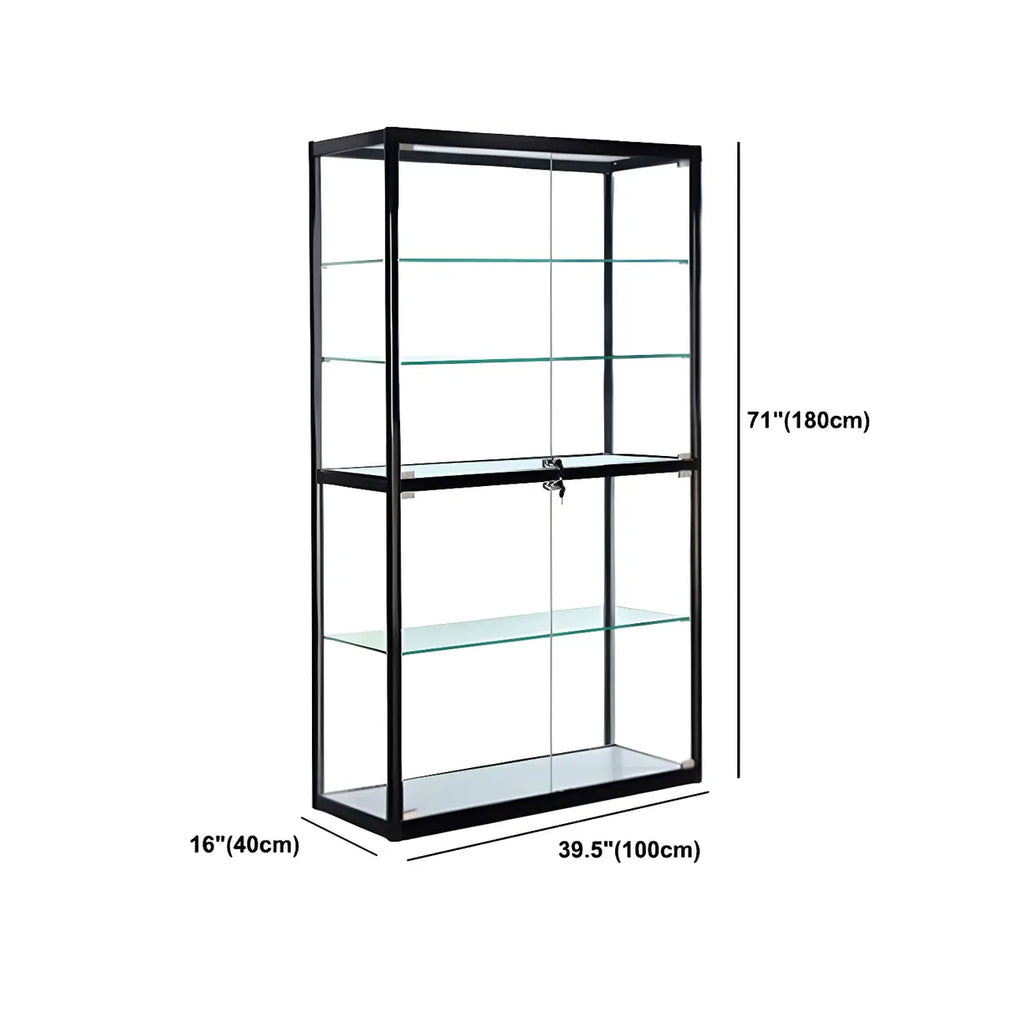 Zeitgenössische rechteckige Vitrine aus schwarzem Glas