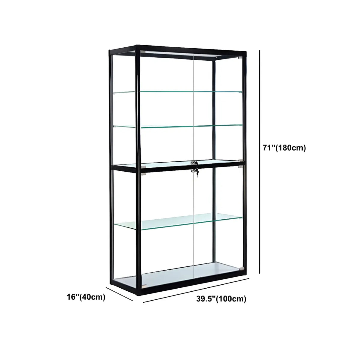Zeitgenössische rechteckige Vitrine aus schwarzem Glas