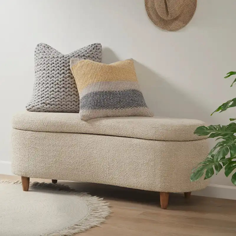 INK+IVY Bailey Taupe Bouclé Aufklappbare Aufbewahrungsbank