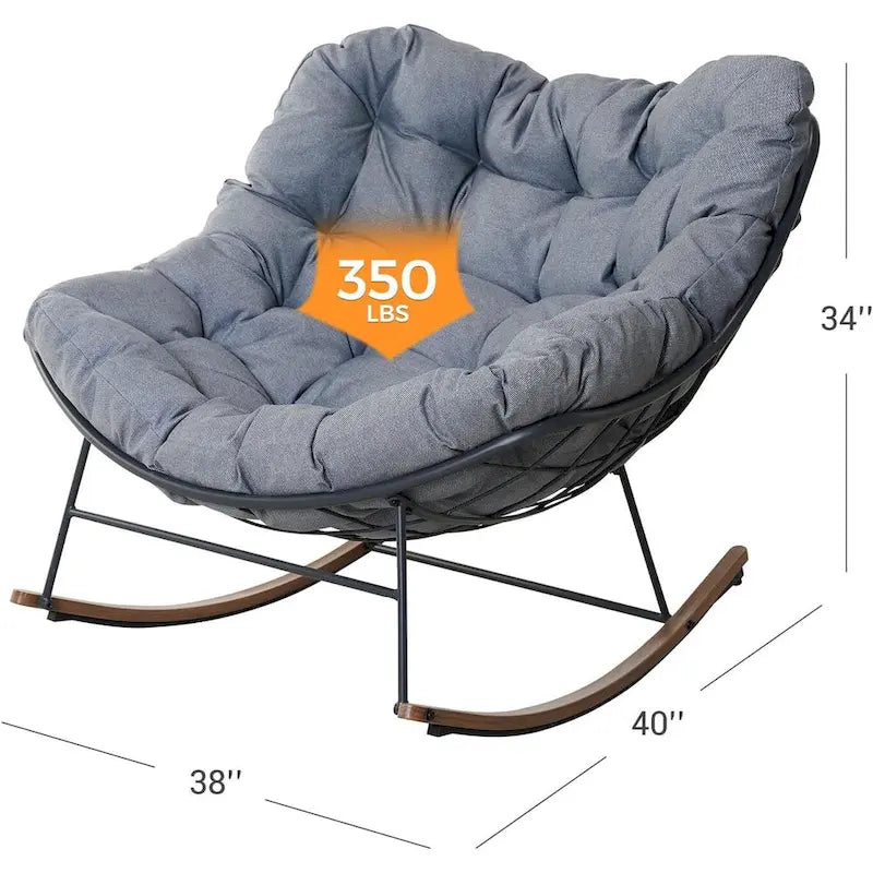 Riesiger Terrassen-Schaukelstuhl, Eier-Freistuhl für Innen und Außen mit Kissen, gepolsterter moderner Lounge-Sessel für Garten, Hinterhof