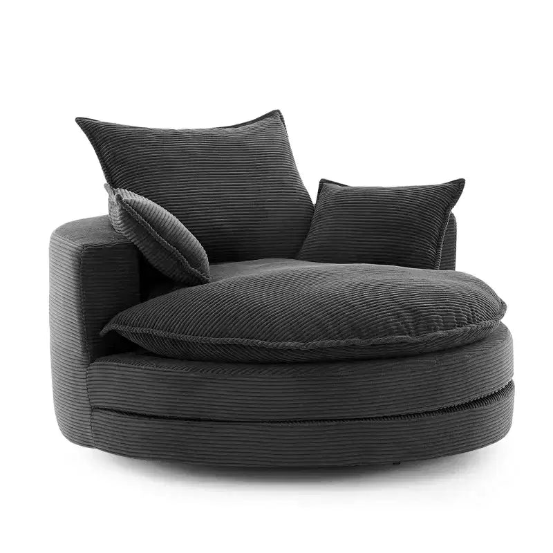 360° drehbarer Loungesessel, drehbarer runder Fass-Sessel mit Kissen für das Wohnzimmer