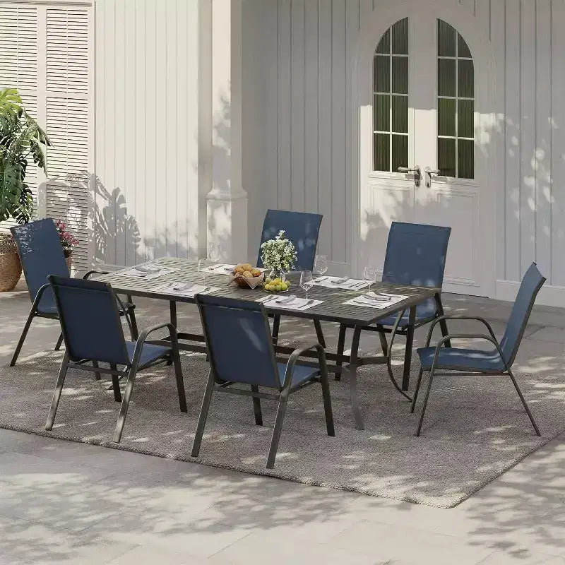 Terrassenstühle, stapelbare Outdoor-Esszimmerstühle, 4er-/6er-Set, wetterfeste, leichte Textilene-Outdoor-Stühle mit Armlehnen für Garten und Pool
