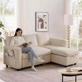 Dyonery 2-in-1 Schlafsofa ausziehbar mit Stauraum-Recamiere, Cord-Ecksofa mit USB-Anschlüssen für das Wohnzimmer