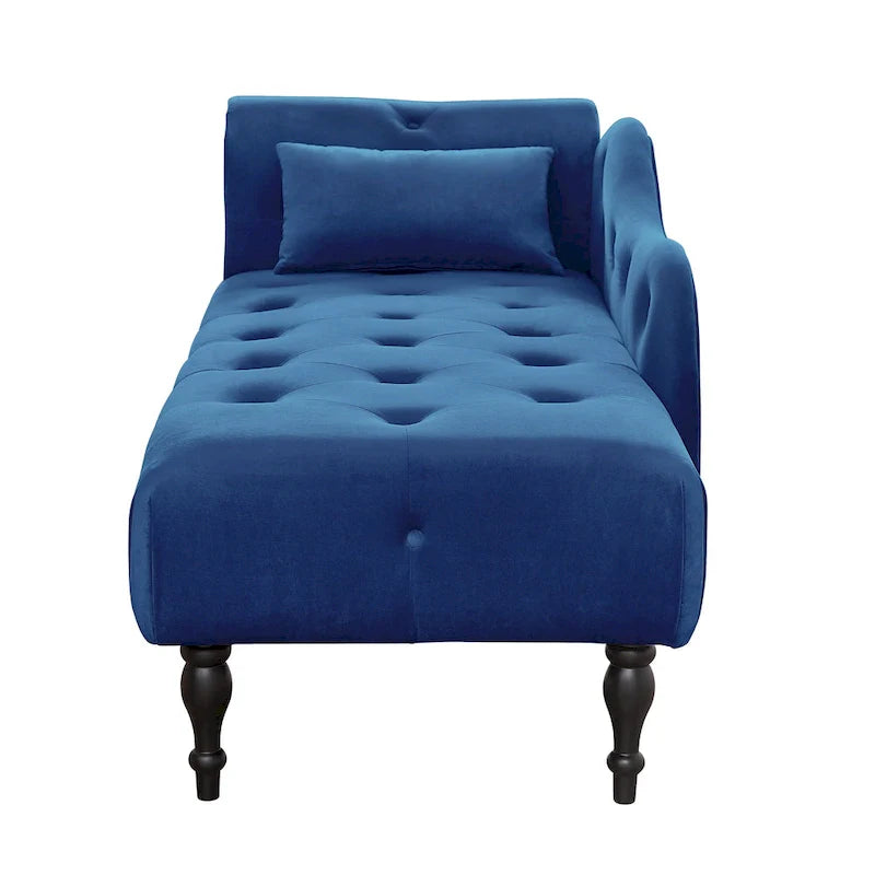 Moderne 60.6 Samt gepolsterte Knöpfe getuftete Chaiselongue mit Massivholzbeinen und Ziernägeln