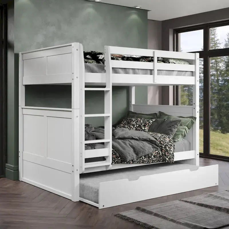 Camaflexi Etagenbett Full über Full mit Twin-Ausziehbett – Paneel-Kopfteil