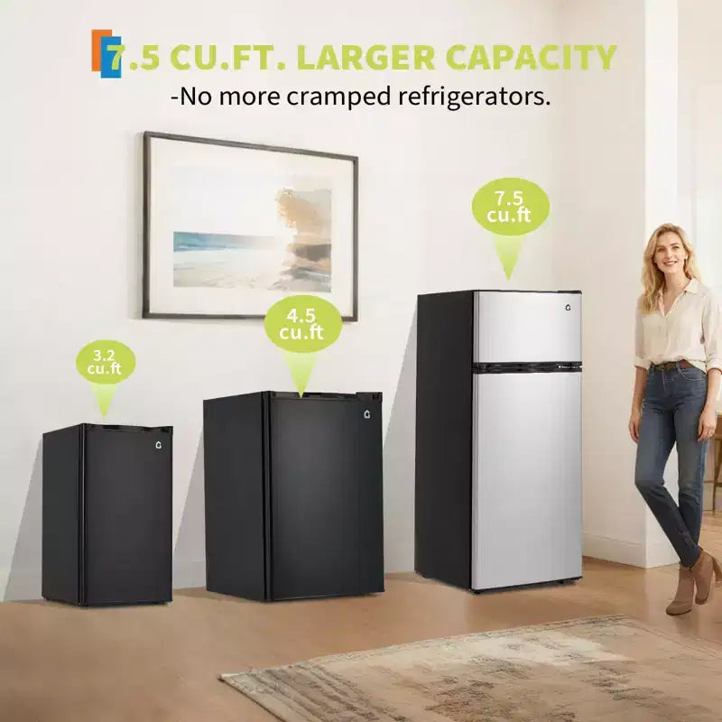 4.5 Cu.Ft Minikühlschrank mit Gefrierfach, Kompakter Kühlschrank mit wechselbarem Türanschlag, verstellbarem Thermostat, energieeffizient, kleiner Kühlschrank