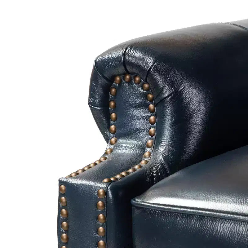 2er-Set Elisabete Modern Wingback Echtleder-Liegesessel mit Vintage-Nagelkopfleiste für Wohn- und Schlafzimmer | ART OF LIVING DESIGNS