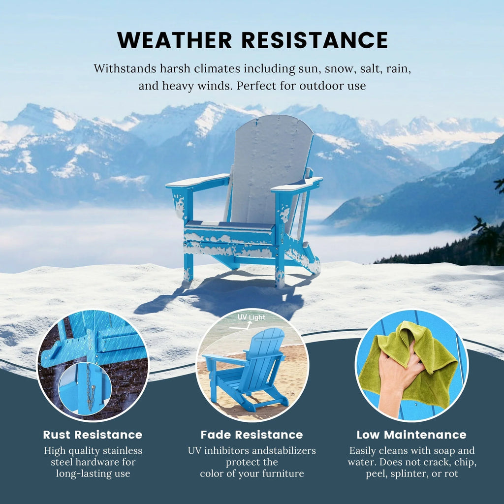 Polytrends Laguna Faltbarer Adirondack-Stuhl für den Außenbereich, wetterfest und lichtbeständig