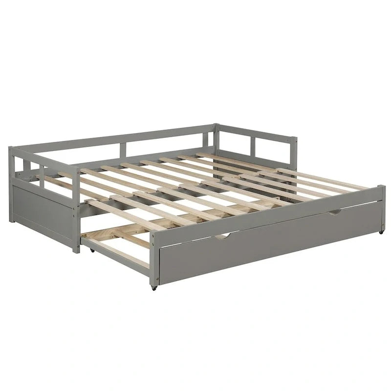 Ausziehbares Tagesbett mit Ausziehfunktion, Holztagesbett mit Ausziehfunktion