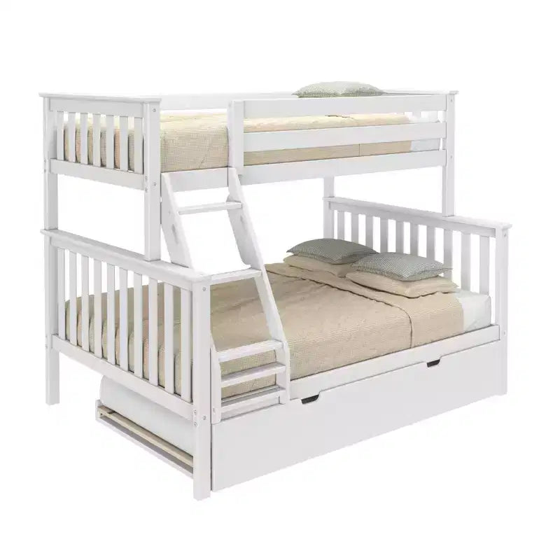 Max & Lily Massivholz Etagenbett, Twin über Full mit Ausziehbett und Leiter für Kinder