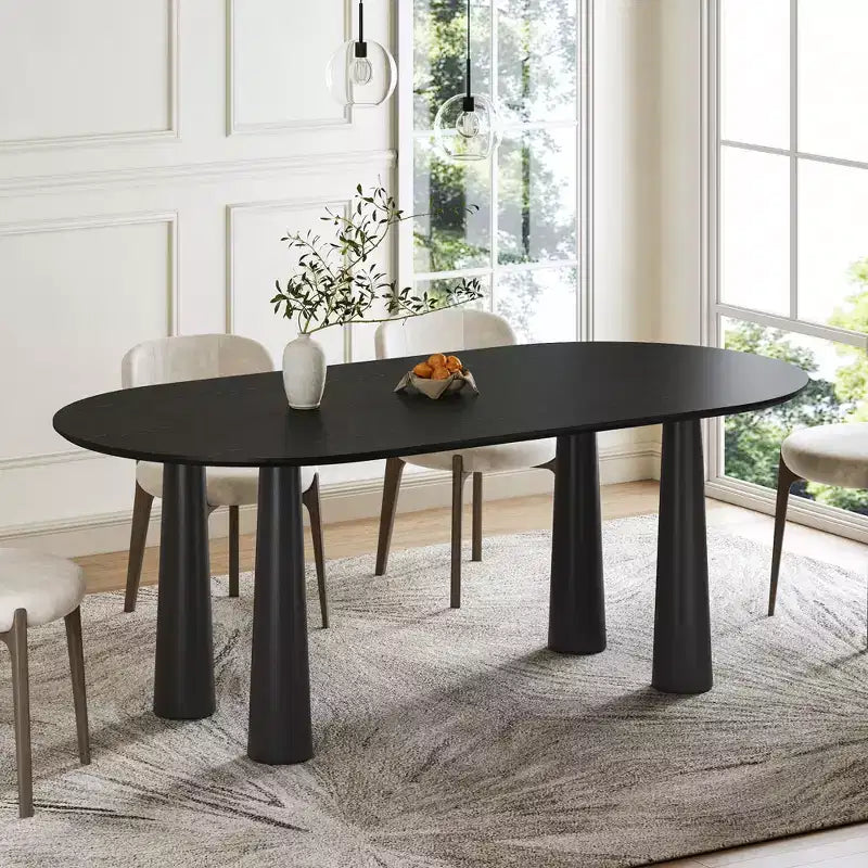 Dovelina 67 Ovaler Esstisch aus Holz mit 4 Beinen Moderner Küchentisch für 6 Personen