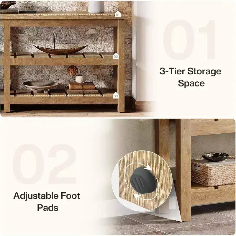 Tribesigns 70.86 extra lange Konsolentisch, Bauernhaus-Stil 3-stöckiger Eingangstisch, Holz-Sofa-Tisch hinter der Couch für Wohnzimmer, Flur, Foyer