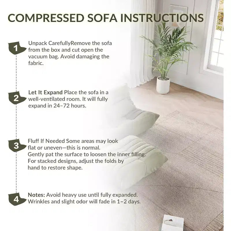 Übergroßes Fireside Sitzsack-Sofa & Ottoman, Tierfreundliches Kunstleder-Loveseat für Wohnzimmer, Büro, keine Montage