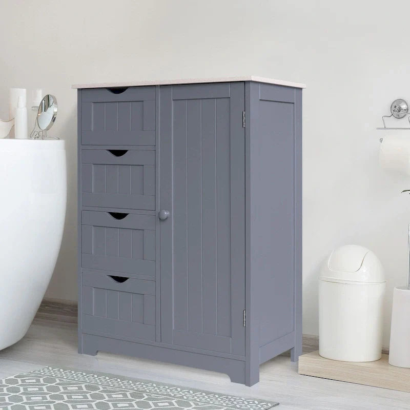 VEIKOUS Badezimmer-Bodenschrank mit 4 Schubladen