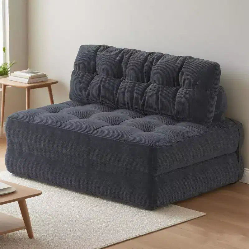 Klappbares Cord-Schlafsofa Futon, wandelbarer Bodenschlafsessel mit Kissen & Rückenlehne
