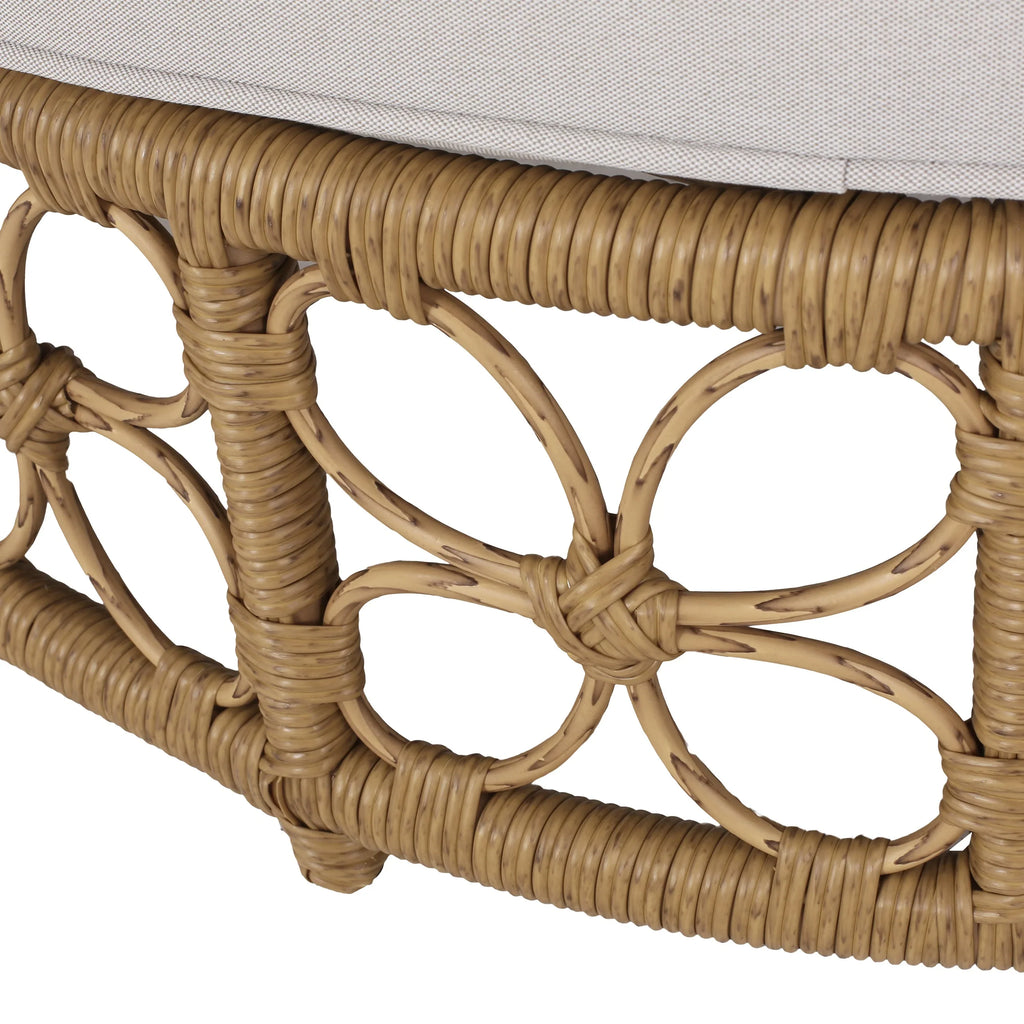 Homan Outdoor-Tagesbett aus Korbgeflecht mit Kissen, Hellbraun und Beige