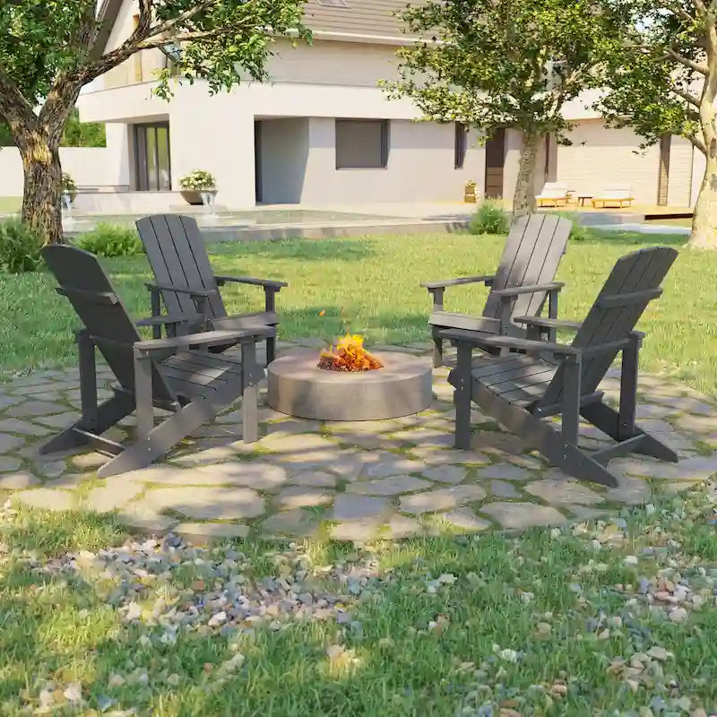 Bonosuki Wetterfeste Outdoor-Adirondack-Stühle aus Holz – 4er-Set
