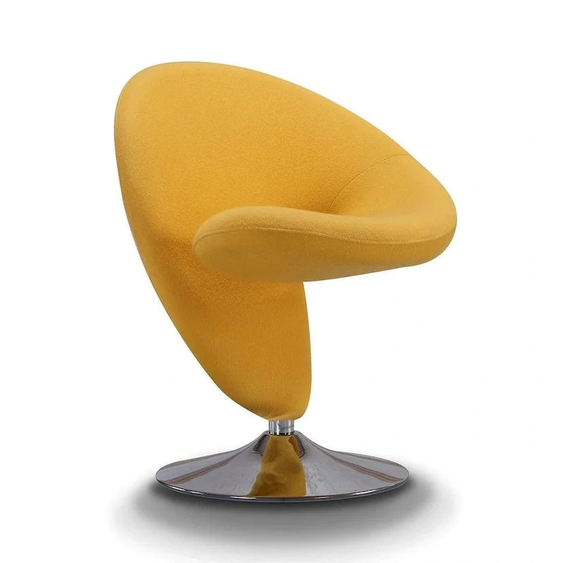 Manhattan Comfort Curl Akzentsessel mit Drehfunktion, Wollmischung und Chrom (2er-Set)