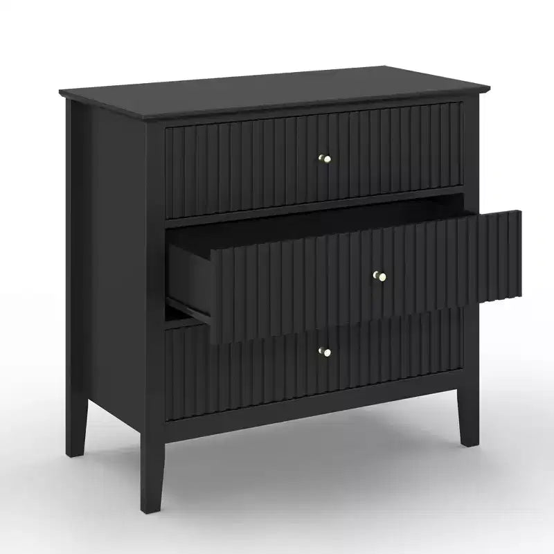 Heynemo Kommode mit 3 Schubladen, lackiert, 76 cm hoher Holz-Nachttisch mit Stauraum, breite moderne Kommode mit Kugelauszug