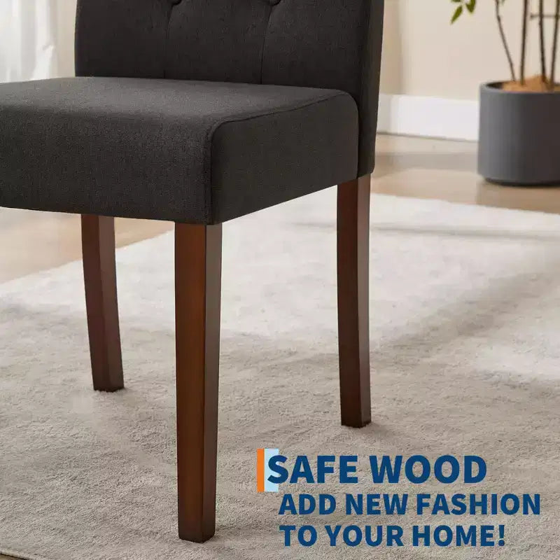 Parsons Esszimmerstühle mit Knopfheftung, 6er/4er-Set – Polsterstühle aus Stoff mit Holzbeinen & gepolsterten Sitzen – Wohnzimmer- und Küchenmöbel