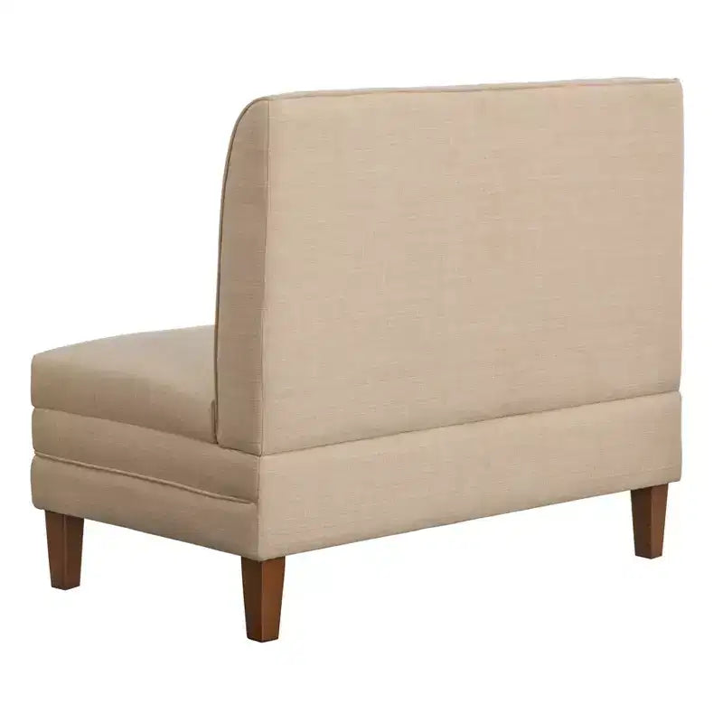 Lifestorey 4-teiliges Essgruppe Kerrington Channel Back Banquette Nussbaum/Creme: Leinenoptik-Stoff, Säulentisch