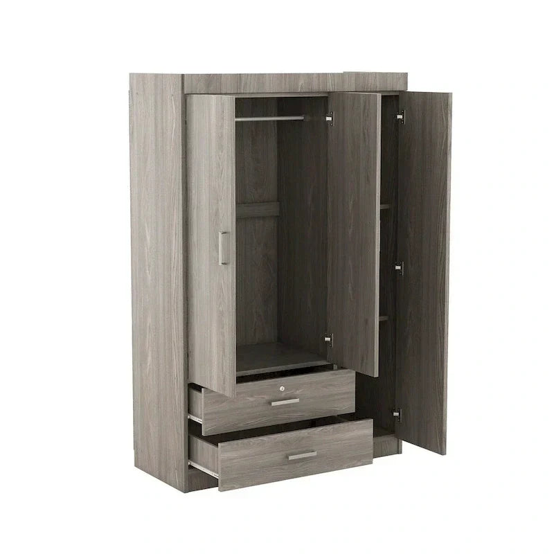 3-türiger Kleiderschrank mit 2 Schubladen