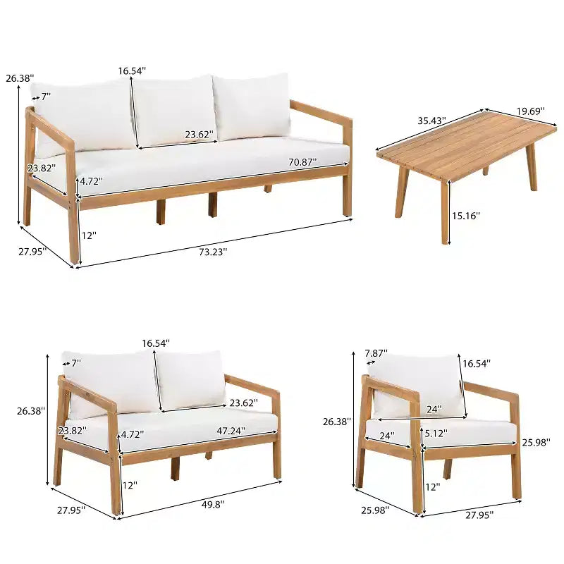 Christopher Knight Home Sunny Modernes 5-teiliges Akazien-Sitzgruppe mit rechteckigem Lattenrosttisch und 7 Sitzen