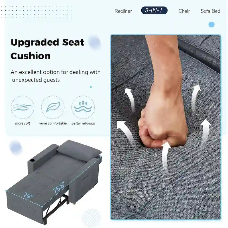Verstellbares Schlafsofa, 3-in-1-Funktion, verschiedene Farben, für 1 Person