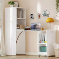 MooxvMoo Ausziehbarer Schreibtisch mit Ablageflächen und Rollen, klappbarer Computertisch für kleine Wohnungen und Home Offices, Weiß