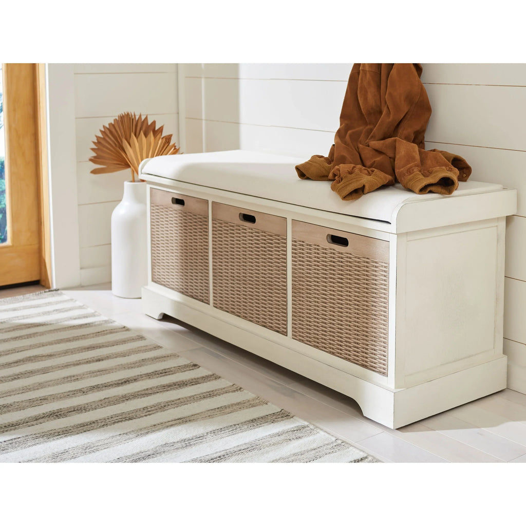 SAFAVIEH Fiorello 3-Schubladenbank mit Polsterung – 120 B x 38 T x 48 H cm – 120Bx38Tx48H