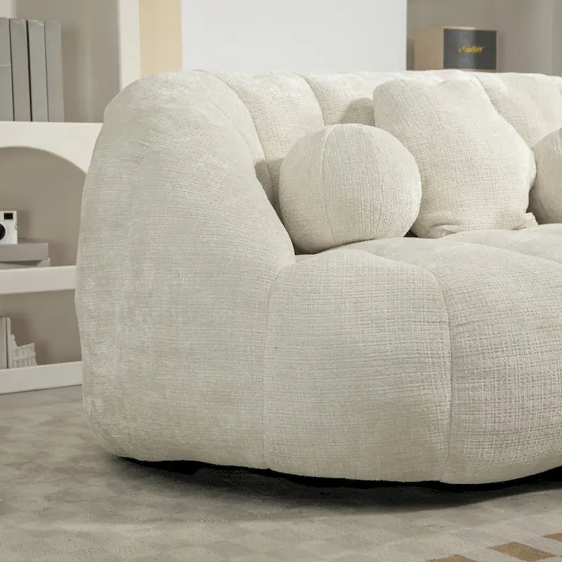 Weißer Chenille-Loungesessel (63,78 Zoll) mit hochdichtem Schaumstoff