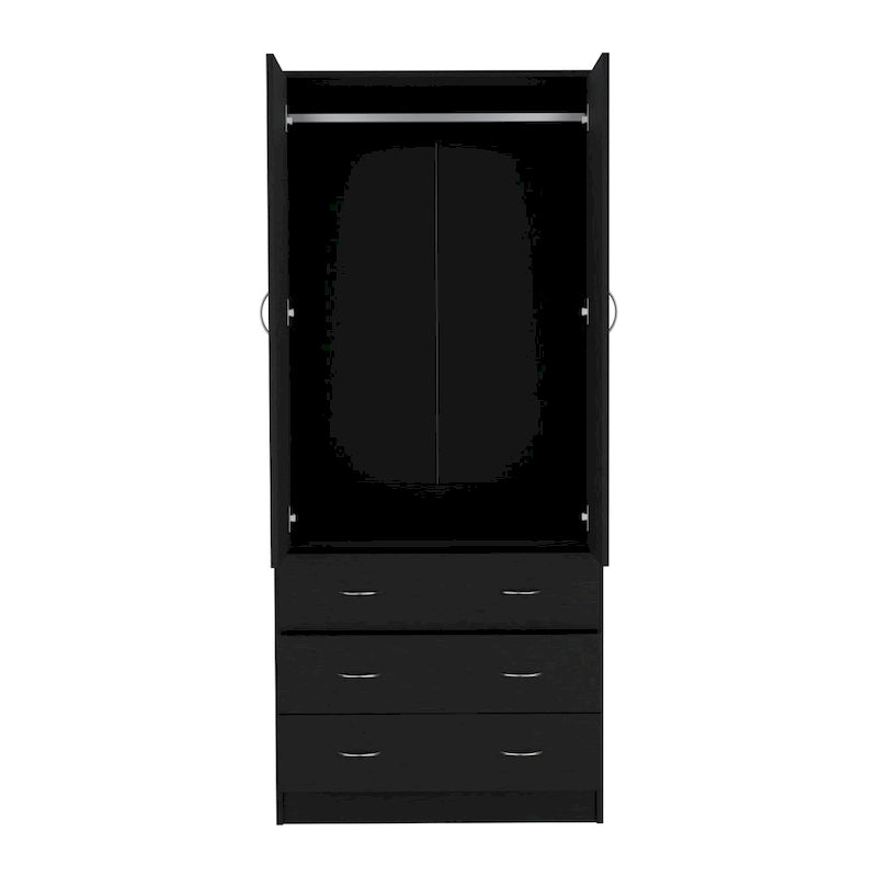 Moderner Doppeltür-Kleiderschrank (19) mit 3 Schubladen und 1 Kleiderstange für das Schlafzimmer