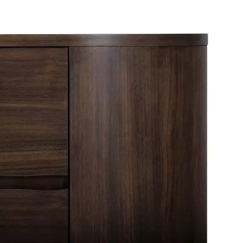 Moderne Kommode mit 6 Schubladen, Baumkanten-Design, Metallgestell und langlebiger Massivholzkonstruktion