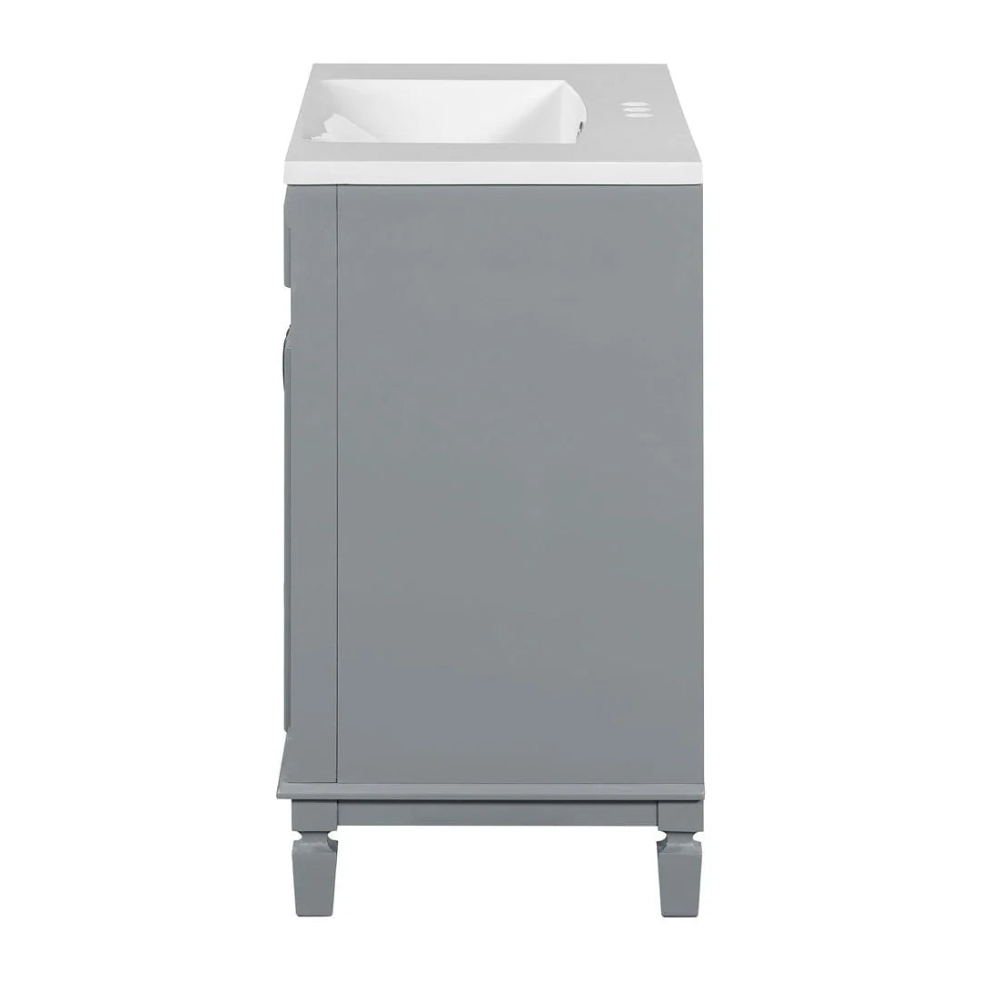 Moderner 36'' Badschrank mit Aufsatzwaschbecken und Spiegelschrank, 2 Türen und 2 Schubladen