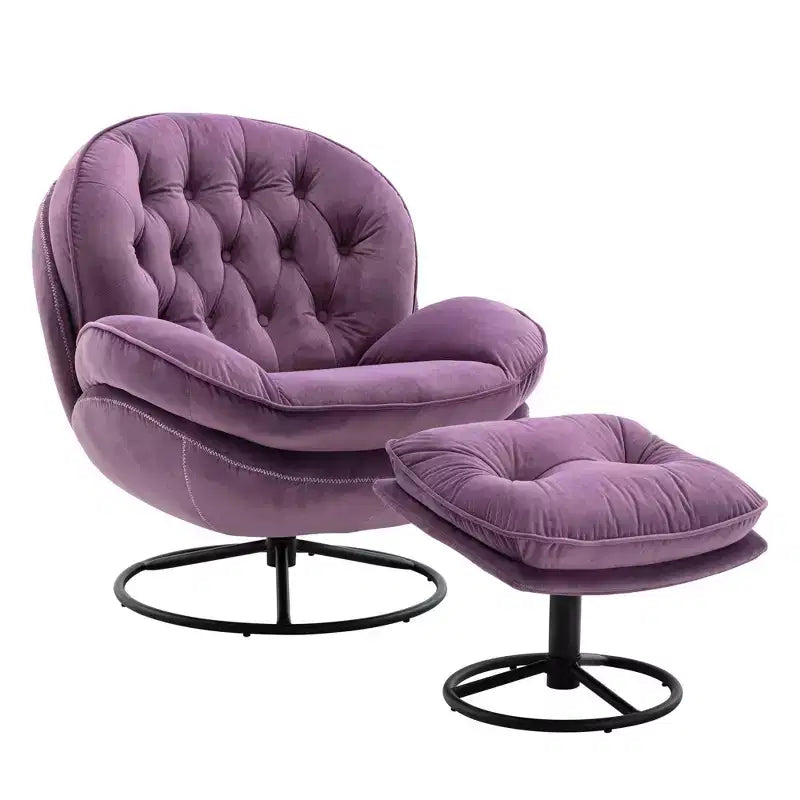 Okak Samt-Akzentsessel mit Ottoman, moderner Armloser Sessel im Mid-Century Stil für das Wohnzimmer, weicher bequemer Sessel zum Fernsehen, Gaming