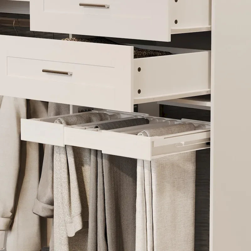 Eckkleiderschrank mit 2 Kleiderstangen, Hosenhalter und Schuhaufbewahrung