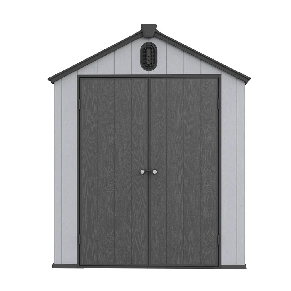 2 x 1,2 m/2 x 2,4 m/2,4 x 1,8 m/2,4 x 3 m Allwetter-Gartenhaus aus Harz mit Bodenplatte, Spire-Geräteschuppen