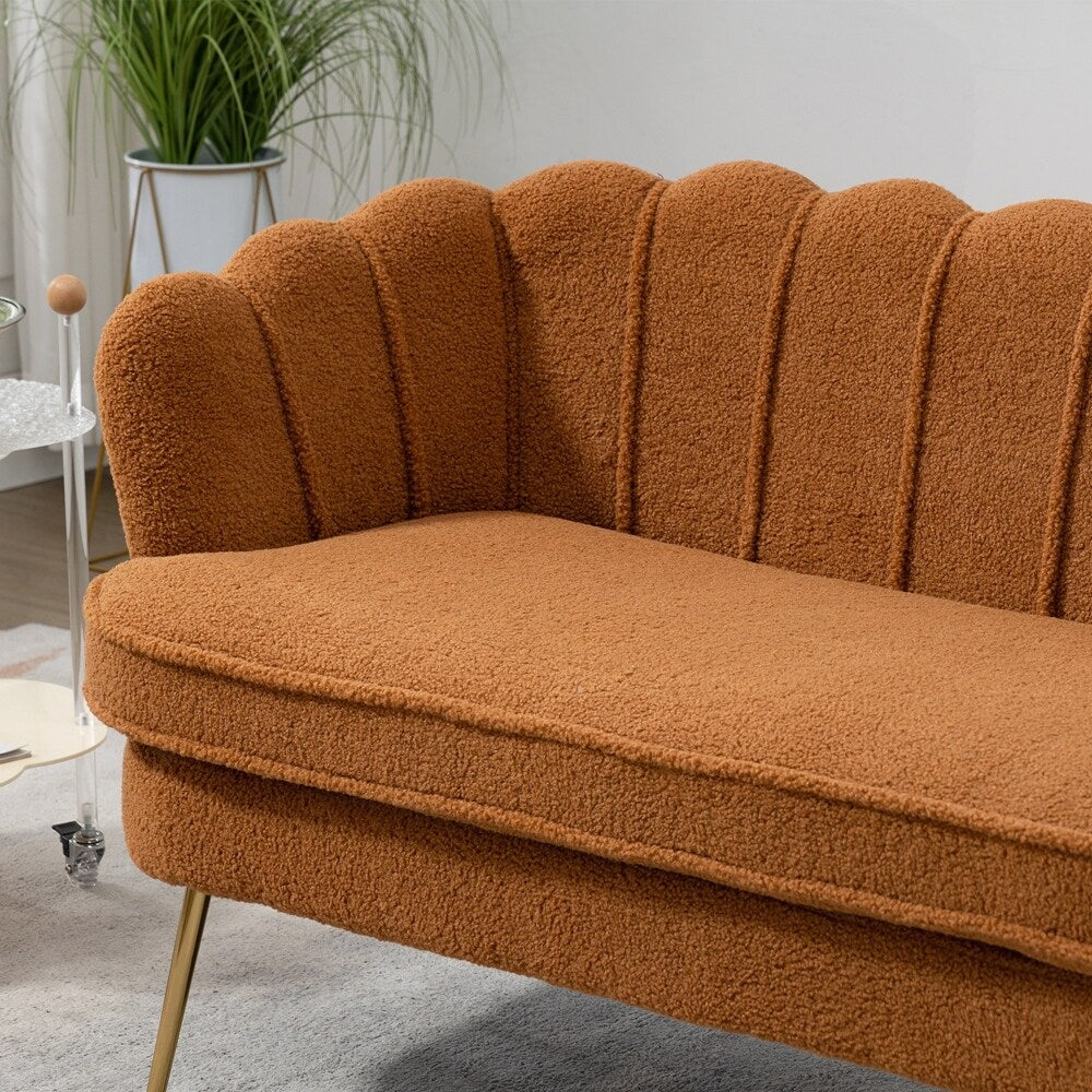 Kleines Mini-Zimmer-Sofa Zweisitzer mit Goldmetallfüßen - 2 Sitzer