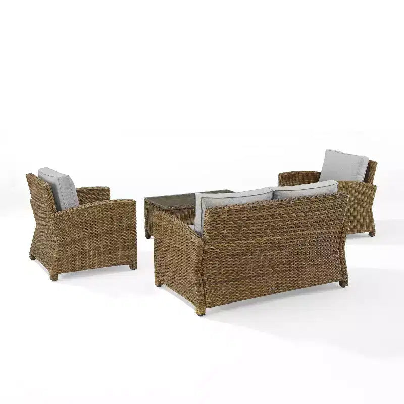 Bradenton 4-teiliges Outdoor Lounge-Set aus Korbgeflecht – Crosley
