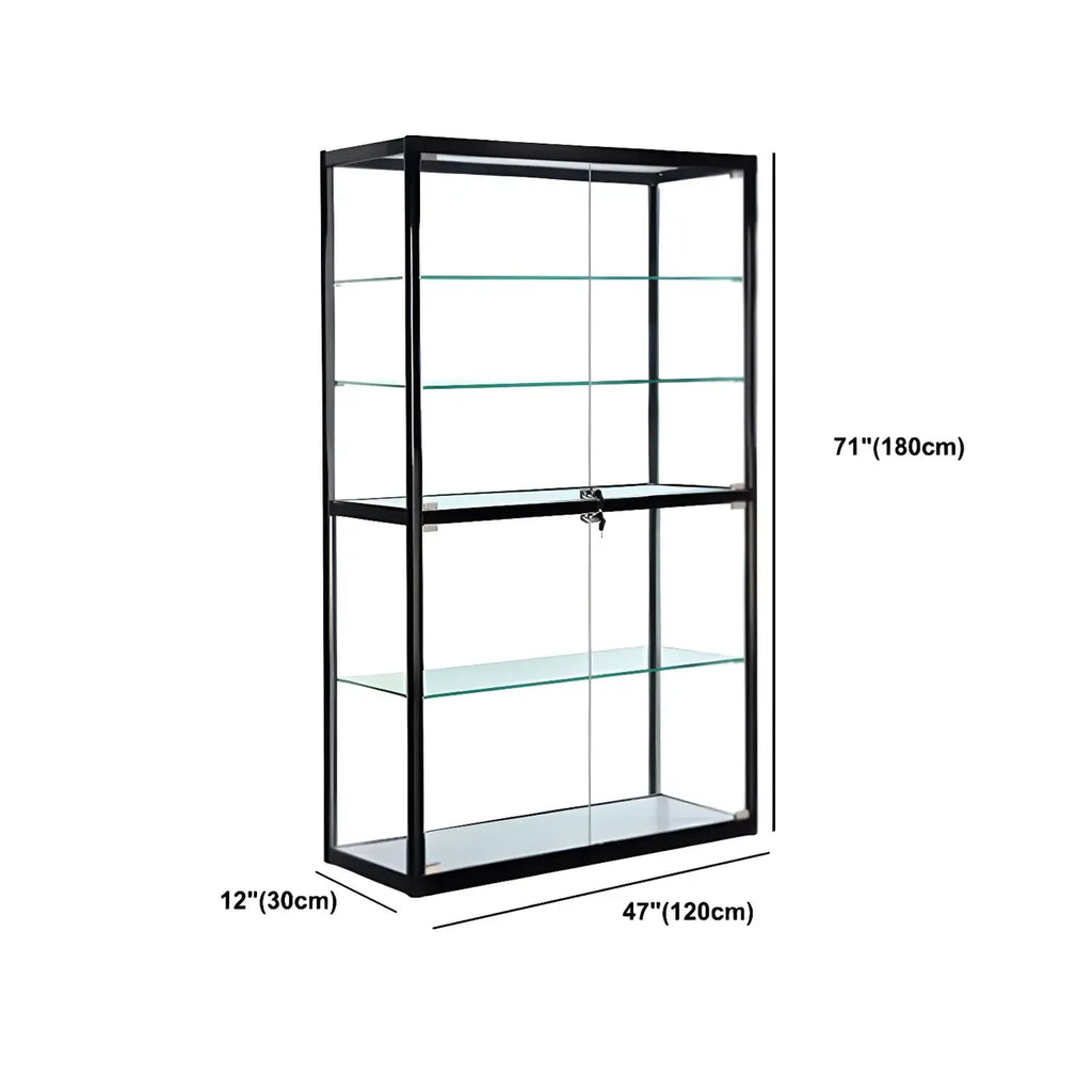 Zeitgenössische rechteckige Vitrine aus schwarzem Glas