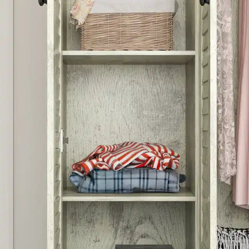 Kleiderschrank Hochschrank Schrank 59B Großer Freistehender Kleiderschrank Weiß