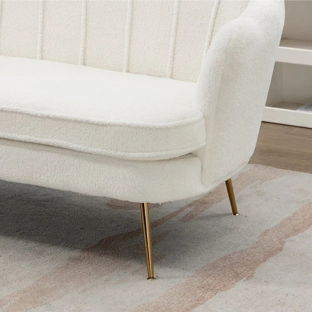 Kleines Mini-Zimmer-Sofa Zweisitzer mit Goldmetallfüßen - 2 Sitzer