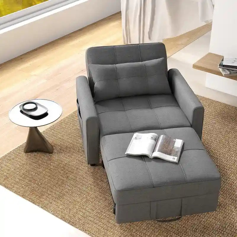 3-in-1 Schlafsofa, ausziehbarer Sessel, umwandelbarer, verstellbarer, klappbarer Polster-Lounge-Sofa