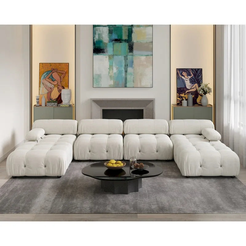 138 Modulares Schlafsofa, U-förmiges, minimalistisches Samtsofa