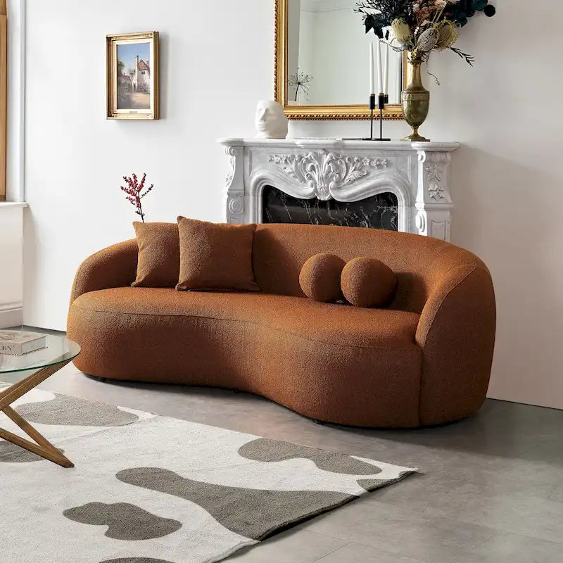 Blaine Japandi-Stil Luxuriöses modernes geschwungenes Sofa aus Bouclé-Stoff